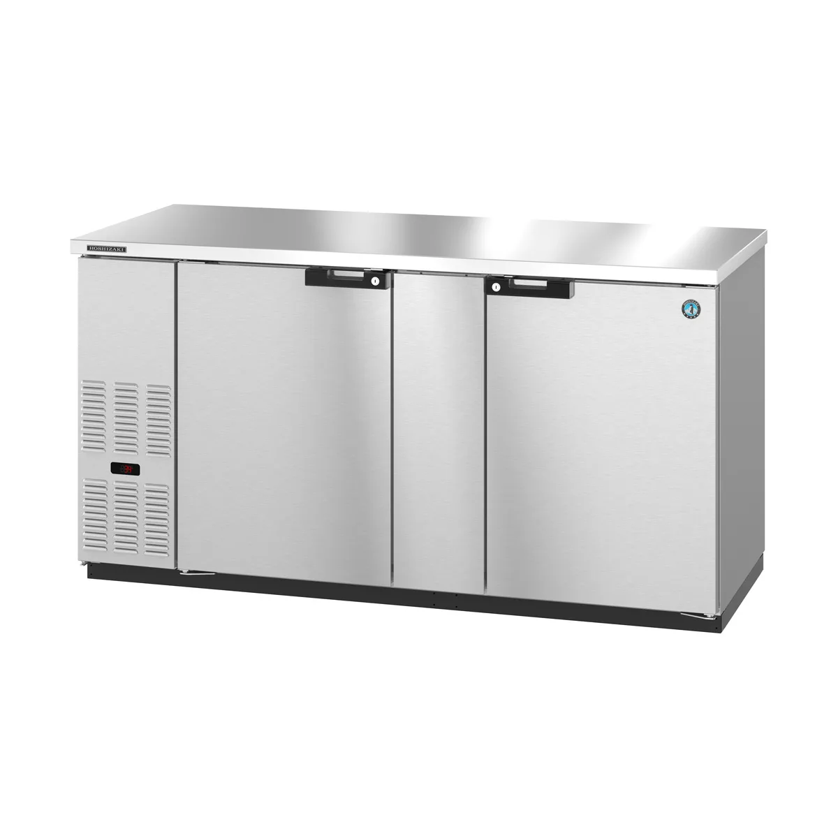 Hoshizaki BB69-S 69" Two Section Silver 2 Swinging Solid Door Back Bar Cooler, 21.8 cu. ft.
