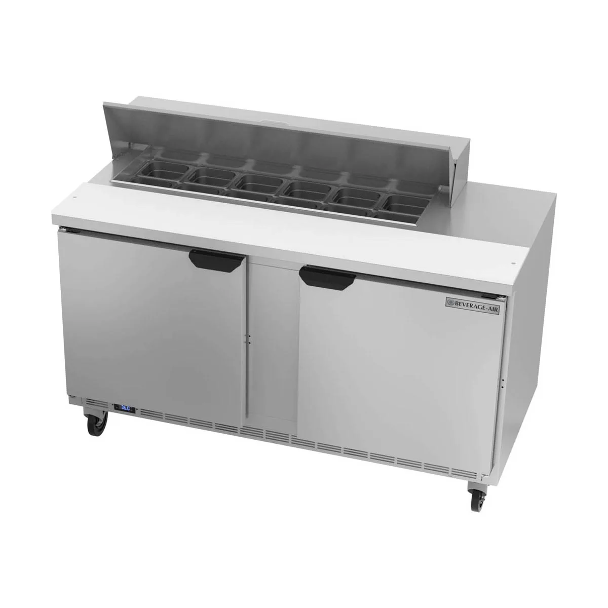 Beverage Air SPE60HC-12 60" Two Section Sandwich/Salad Prep Table w/ 2 Doors, 12 pans, 16 cu. ft.