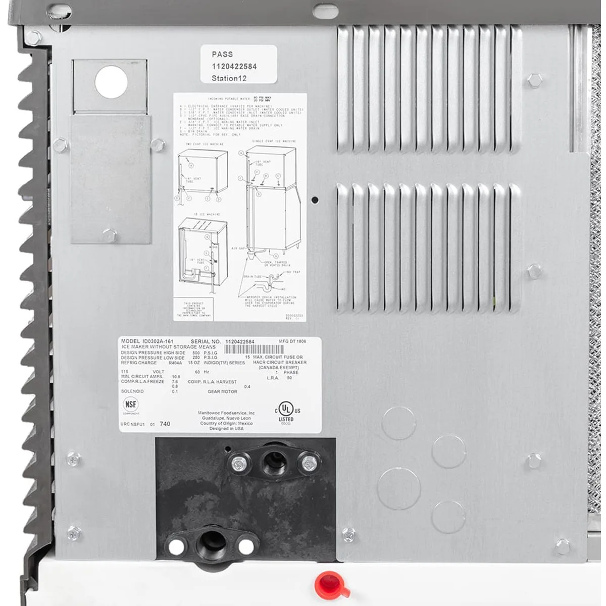 Manitowoc IYP0500W/D400 Water Cooled Half Cube 535 lb Ice Machine with Bin, 365 lb Storage