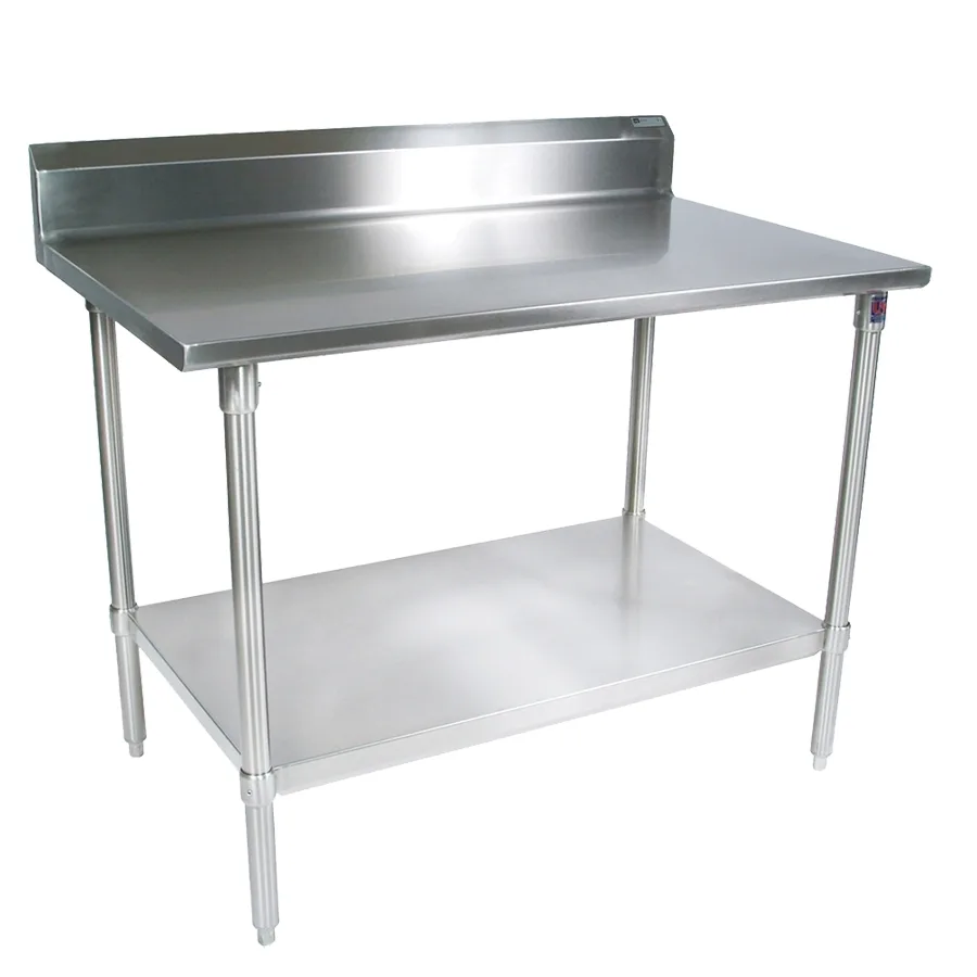 John Boos ST4R5-2436SSK 36" Open Base Work Table with Undershelf, 5" Backsplash / 14 Gauge Top