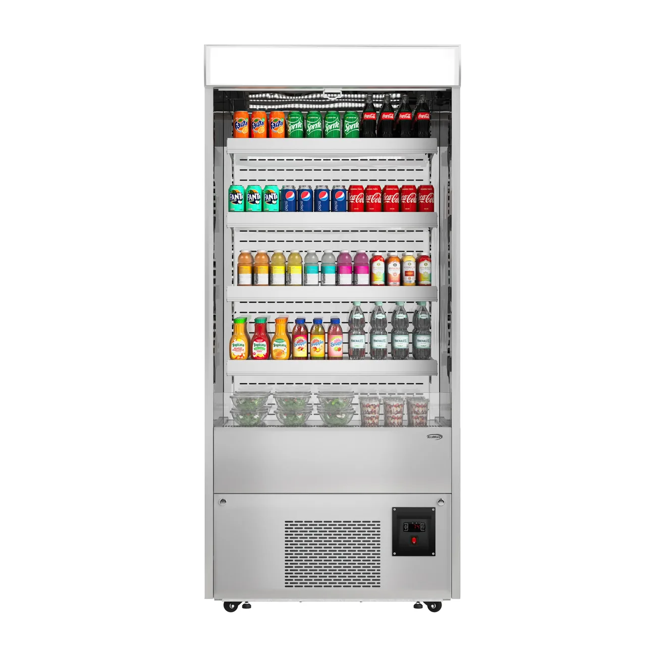Koolmore KM-CDA-18C-SS 60" Grab & Go Vertical Open Air Merchandiser, Stainless Steel, 18 cu. ft.