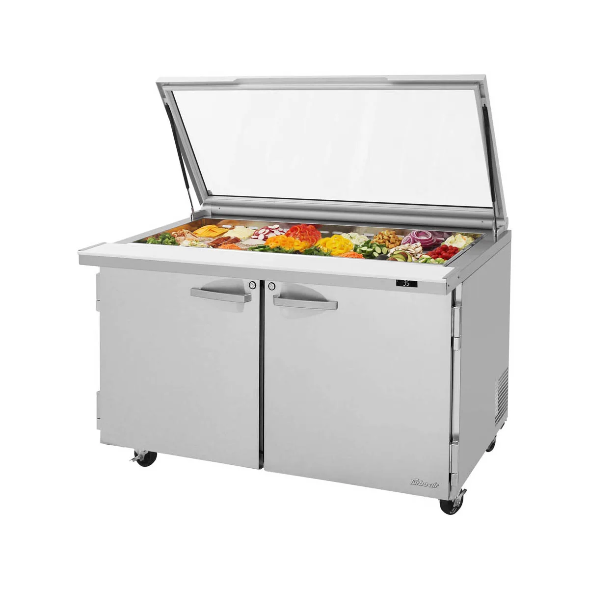 Turbo Air PST-60-24-N-GL 60" Mega Top Sandwich/Salad Prep Table w/ 2 Doors, 24 Pans
