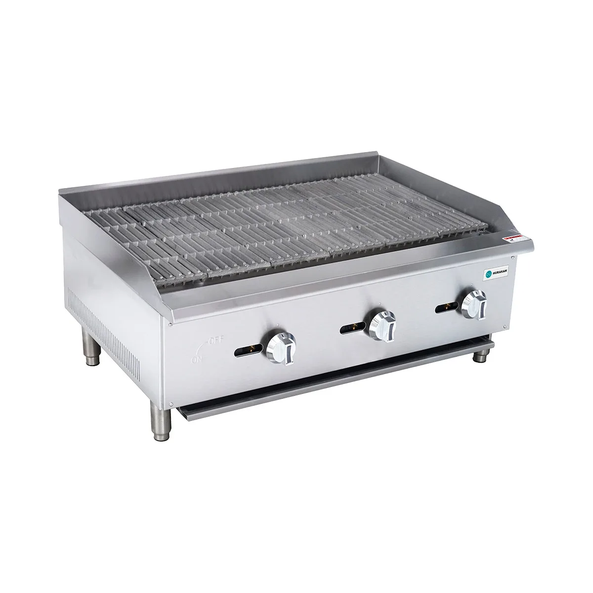Hurakan HKN-CBG36 A/W 36" Countertop Gas Charbroiler, 3 Burners, Manual Controls, 90.000 BTU