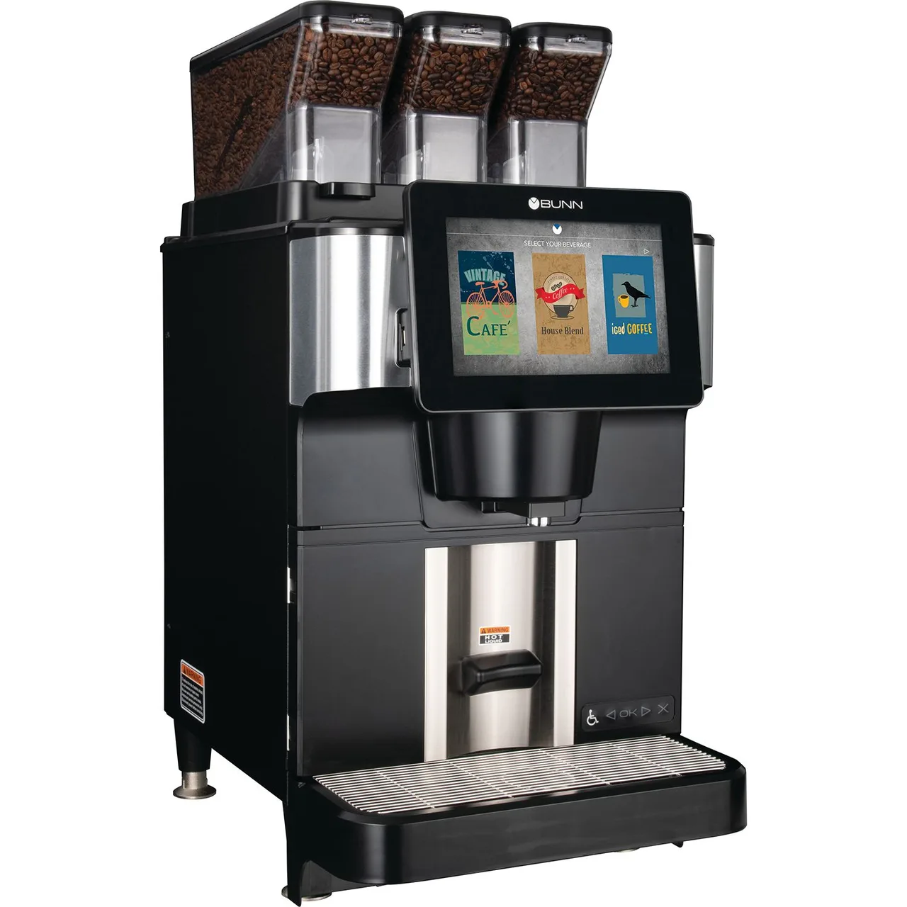 BUNN 55400.0110 S.Steel Fast Cup Bean to Cup Coffee Brewer with Remote Monitoring, 208-240V / Black