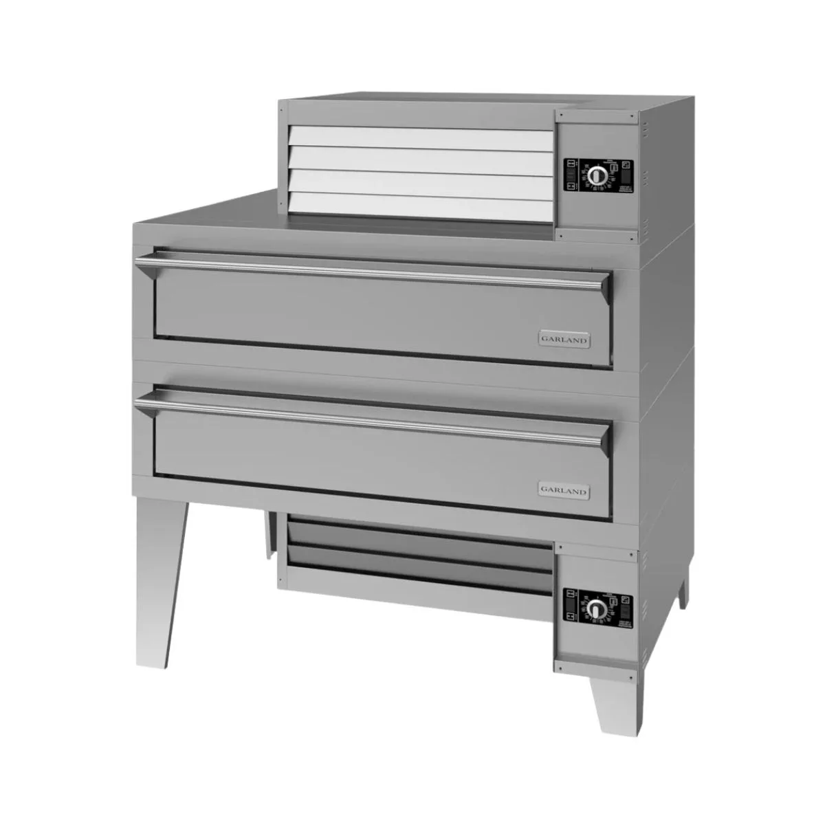 Garland US Range G56PT/B 63" Double Air Deck Gas Pizza Oven with Bottom and Top Mounted, 160.000 BTU