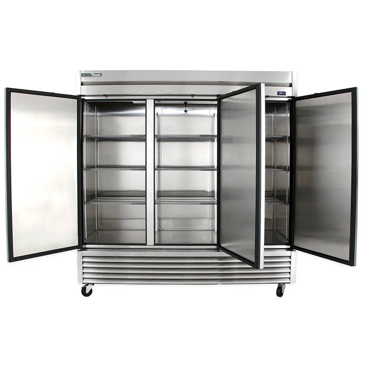 True TS-72-HC 78" 3-Section Reach-In Refrigerator w/ 3 Solid Doors, Bottom Mount, Stainless Steel