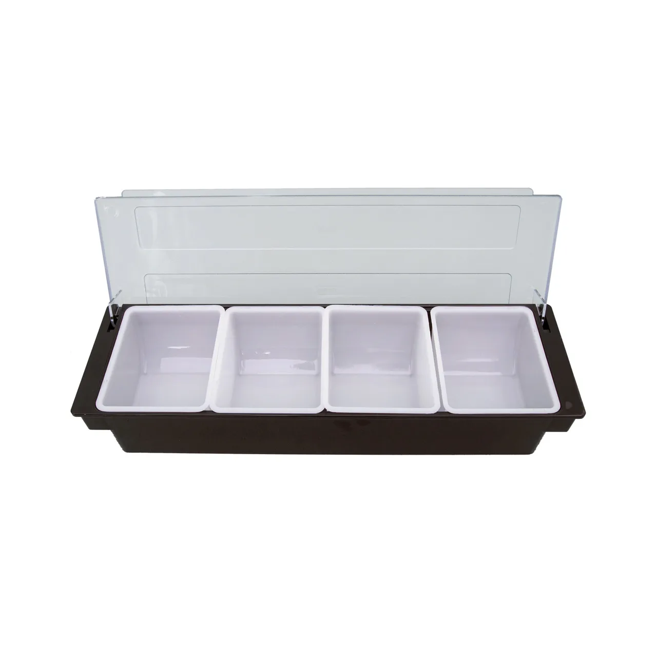 CAC China CDHL-4 4‑Compartment Condiment Bar, Plastic Base, Black, BPA‑Free, NSF Certified