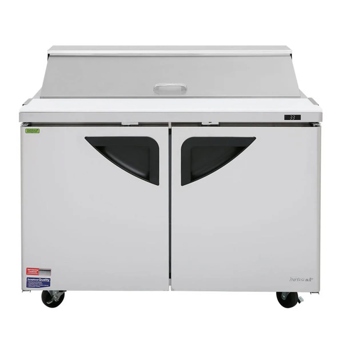 Turbo Air TST-48SD-N 48" Two Section Sandwich / Salad Prep Table w/ 2 Doors, 12 Pans