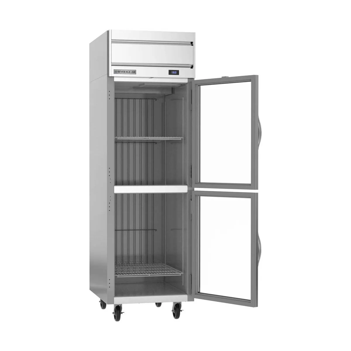 Beverage Air HF1HC-1HG 26" 1-Section Reach-In Freezer, 2 Half Glass Doors, Top Mount, 21.06 cu. ft.