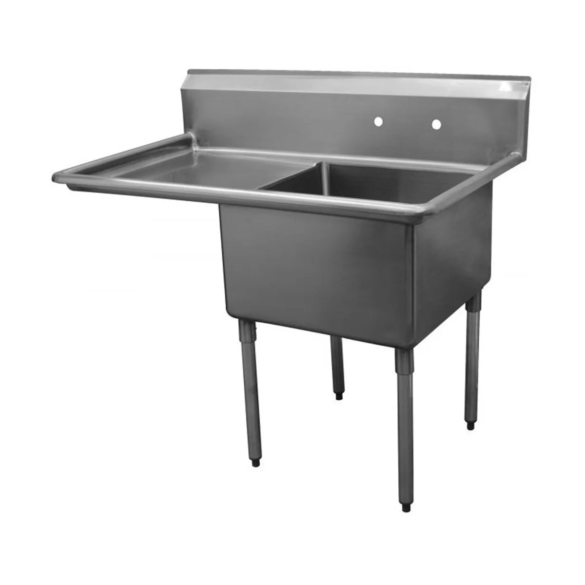 Serv-Ware E1CWP1818L-18 38.5" One Compartment Sink, 18"W x 18"L Bowl With Left-Hand Drainboards