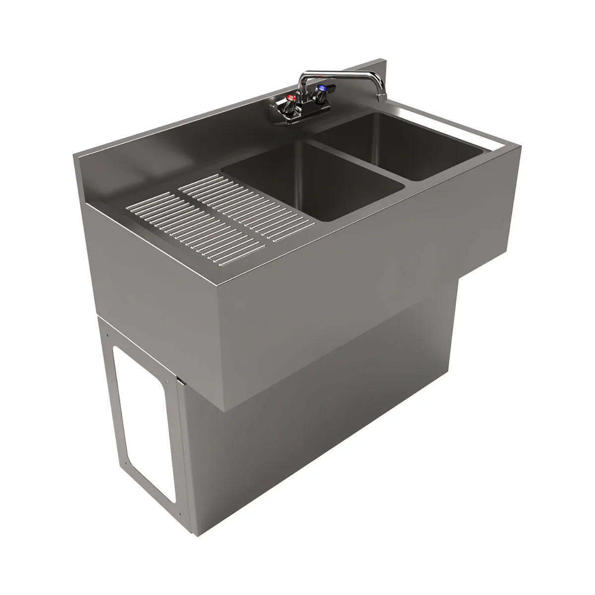 BK Resources UBB-18-236LS Underbar Sink Units, 2 Compartment with Left Drainboard