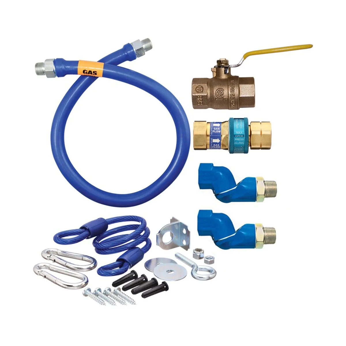 Dormont 16100KIT2S60 Deluxe SnapFast 60" Gas Connector Kit w/ Two Swivels, Restraining Cable, 1" Dia.