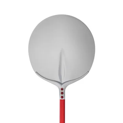 AMPTO 750/33A Pizza Peel Shovel, 13" Diameter, Anodized Aluminum, 59" Red Handle, Made in Italy