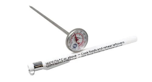 Omcan USA 47200 Pocket Thermometer, 1" Dual Dial, 0°F‑220°F Range, Clip‑On Sleeve, NSF, 1" Display