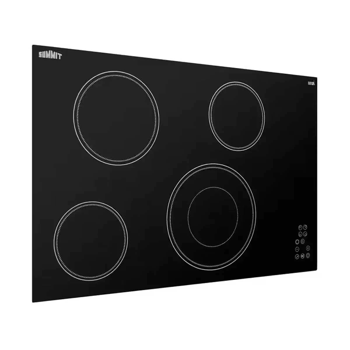 Summit CR4B30T11B 30" Electric Radiant Cooktop w/ (4) Burners, Black Ceramic Glass, Digital Controls, 6.7 kW, 240v