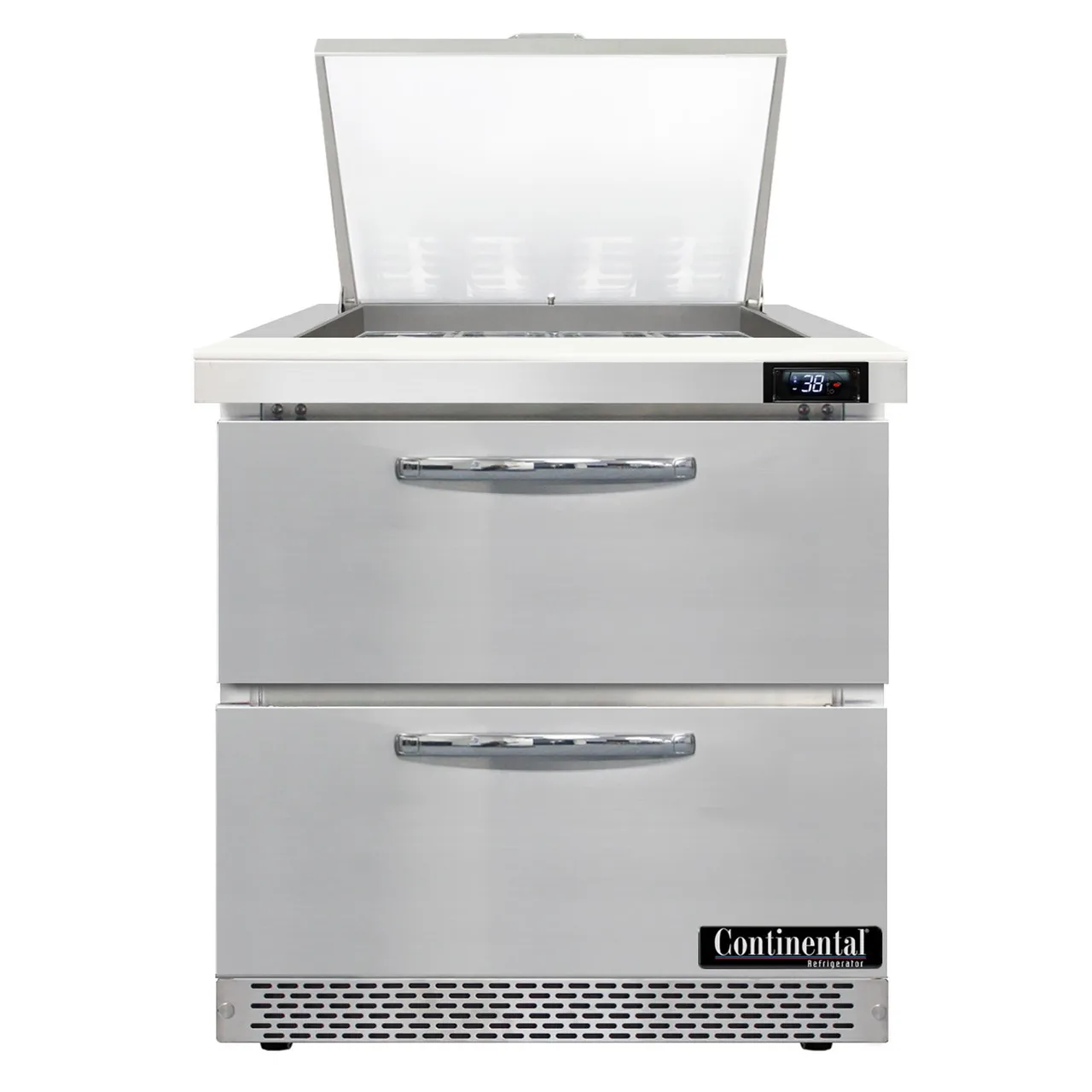 Continental Refrigerator D32N12M-FB-D 32" Mega Top Sandwich Prep Table w/ 2 Drawers, 12 pans