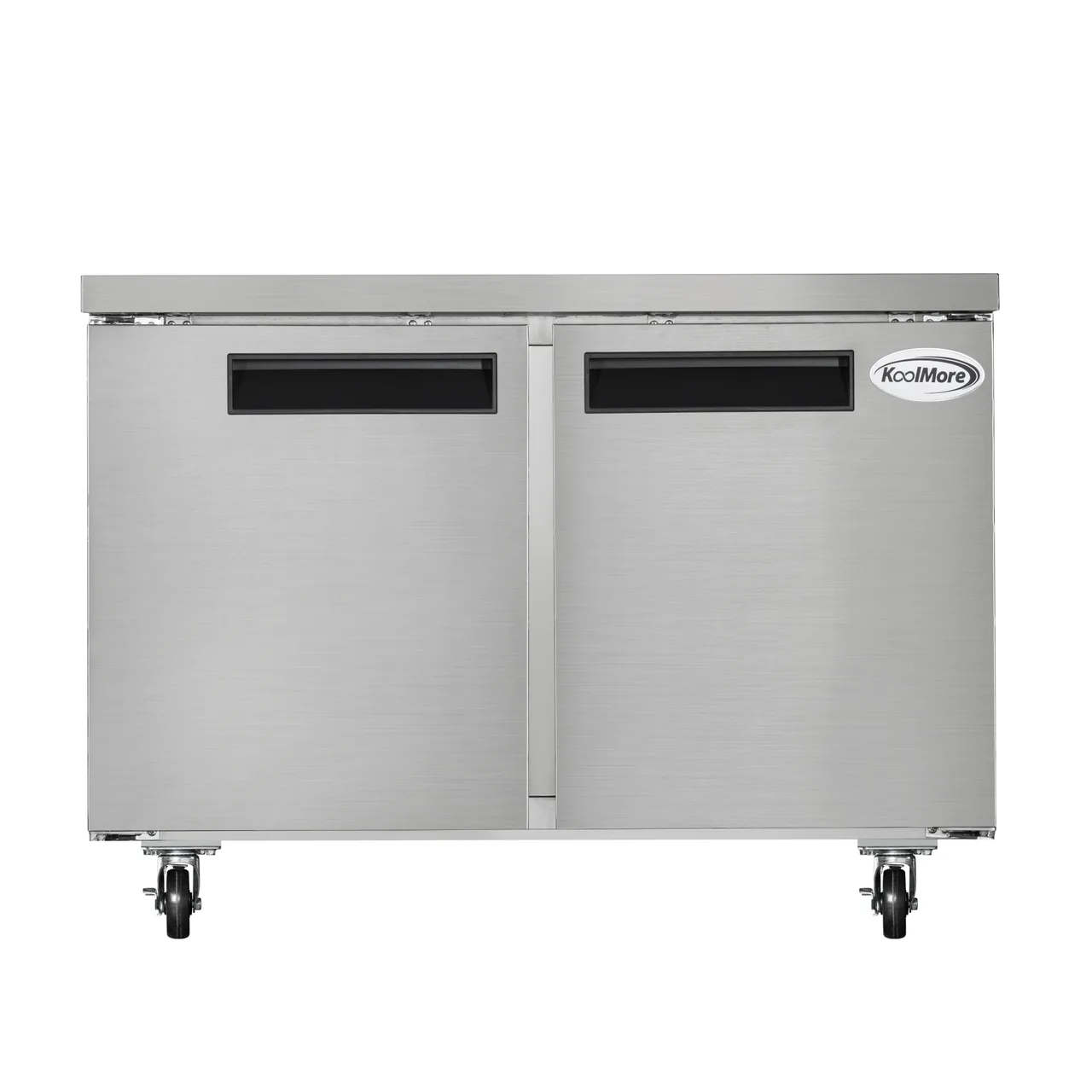 Koolmore KM-UCF-2DSS 48" 2-Door Undercounter Freezer, Stainless Steel, 10.2 cu. ft., Caster Wheels