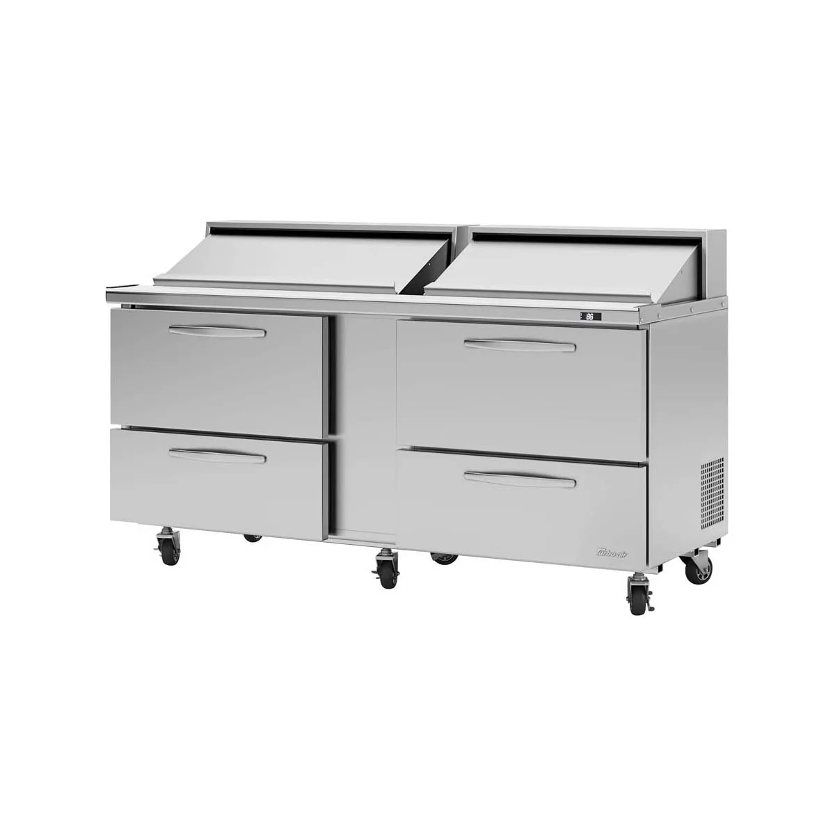 Turbo Air PST-72-D4-N 72" Two Section Sandwich / Salad Prep Table w/ 4 Drawers, 18 Pans