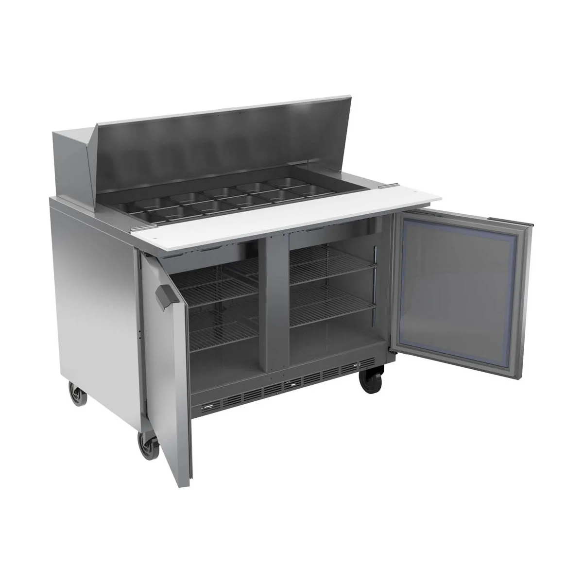 Beverage Air SPE48HC-18M 48" Mega Top Sandwich/Salad Prep Table w/ 2 Doors, 18 Pans, 13 cu. ft.