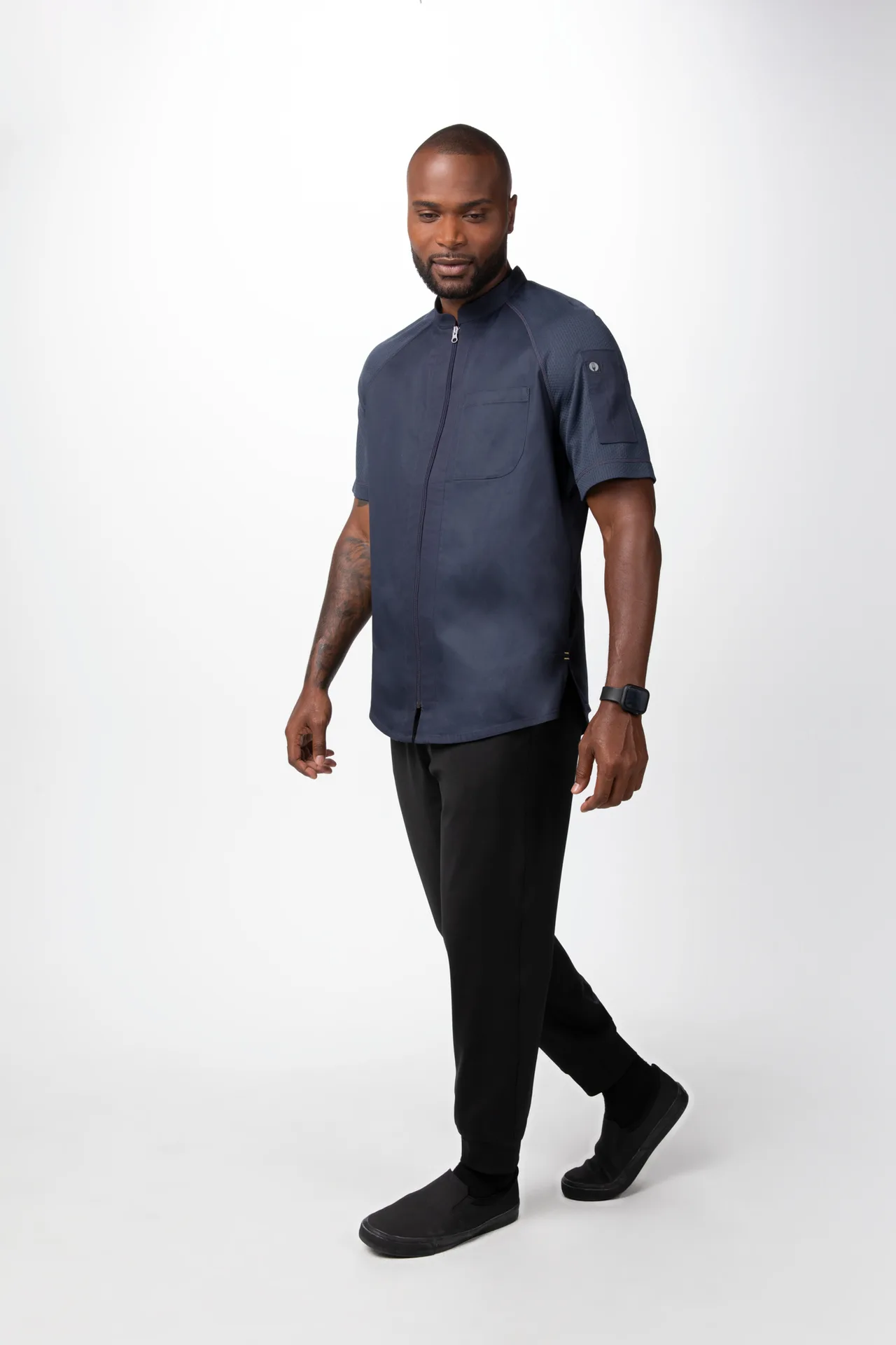 Chef Works CBZ04-GRY-S Grey Short Sleeve Chef Coat, 62/38 Poly/Cotton, S - 1/Case