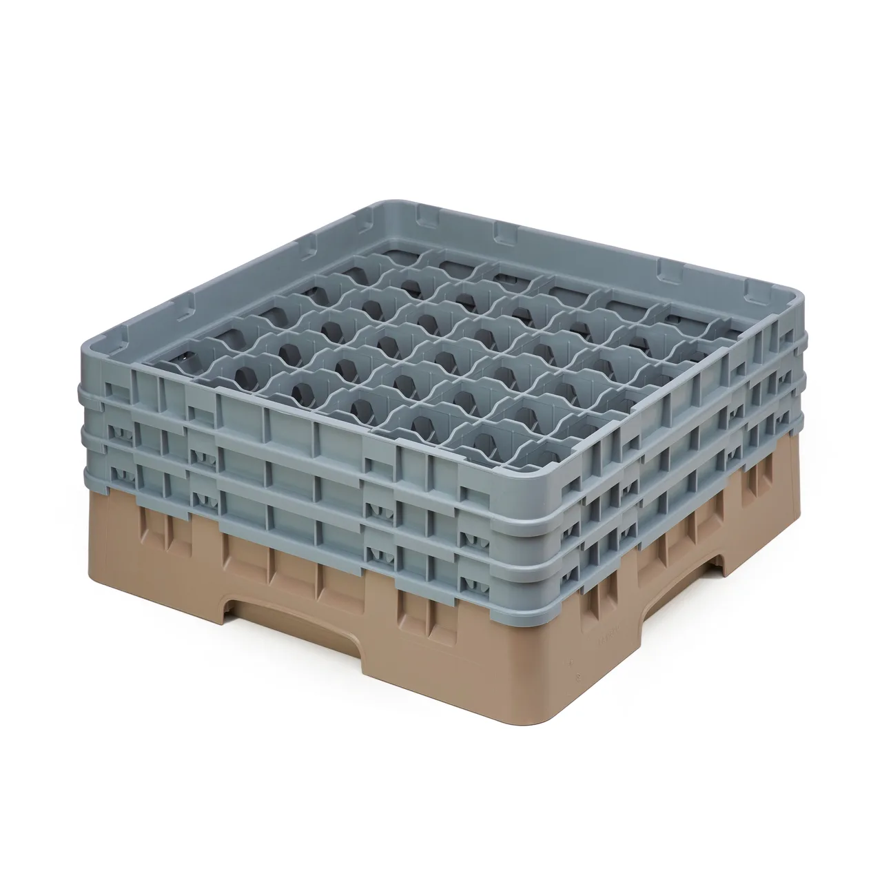 Cambro 49S638184 Camrack Glass Rack, Full Size, Beige, 19-3/4 x 19-3/4 x 8-7/8, 49 Compartments, 2-7/16 Max Dia, HACCP Compliant