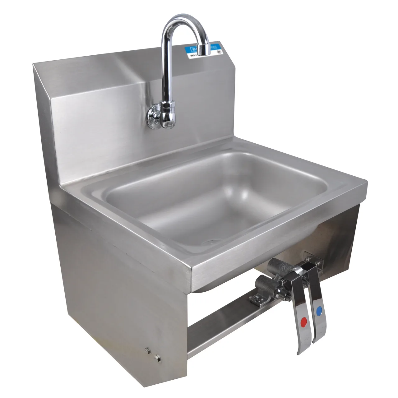 BK Resources BKHS-W-1410-1-BKKPG 14" Wall Mounted Hand Sink w/Hands Free Faucet & Double Knee Valves