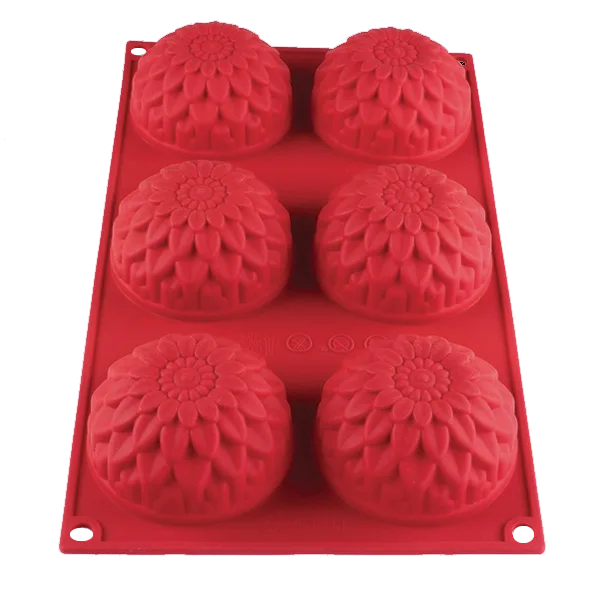 Thunder Group PLBM005S Baking Mold, 3-9/10 Oz. -40° - 550°F Temperature Range (6) Sunflower Cavities