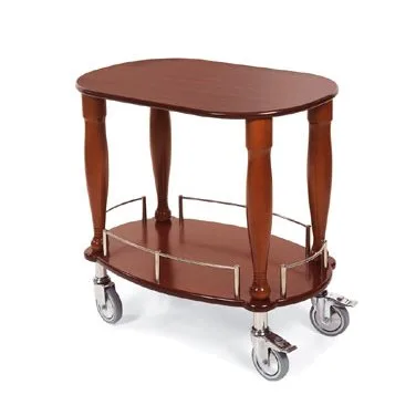 Lakeside Serving Cart w/ Oval Top and Shelf, Bordeaux Veneer Finish - 70030