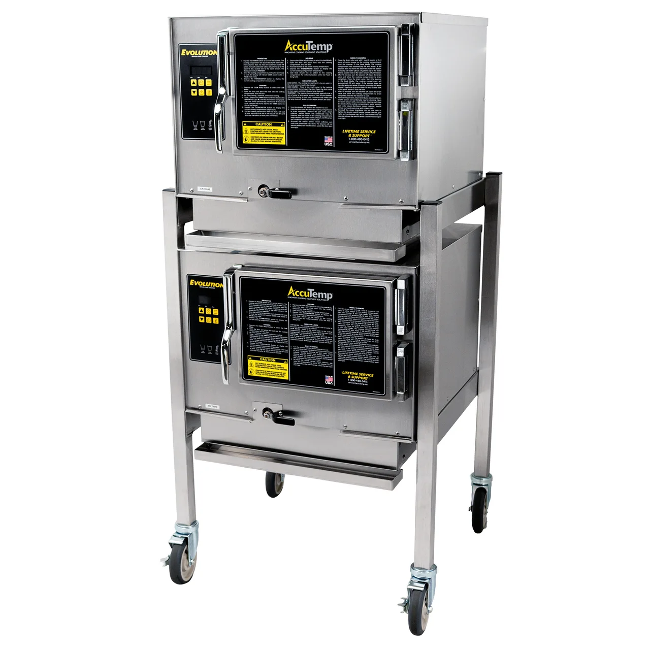AccuTemp N31201E060 DBL 6 Pan Gas Boilerless Connected Steamer w/ Double Stacked, Stand Mounted