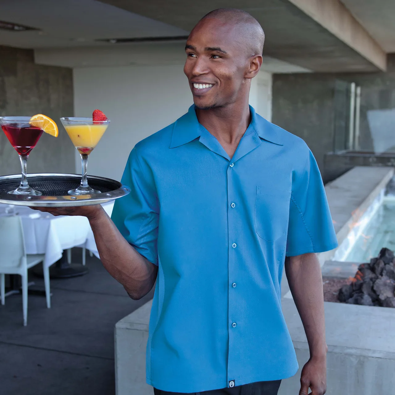 Chef Works CSMV-LIM-2XL Men's Universal Cook Shirt, Short Sleeves, Lime, 2XL, 65/35 Poly/Cotton