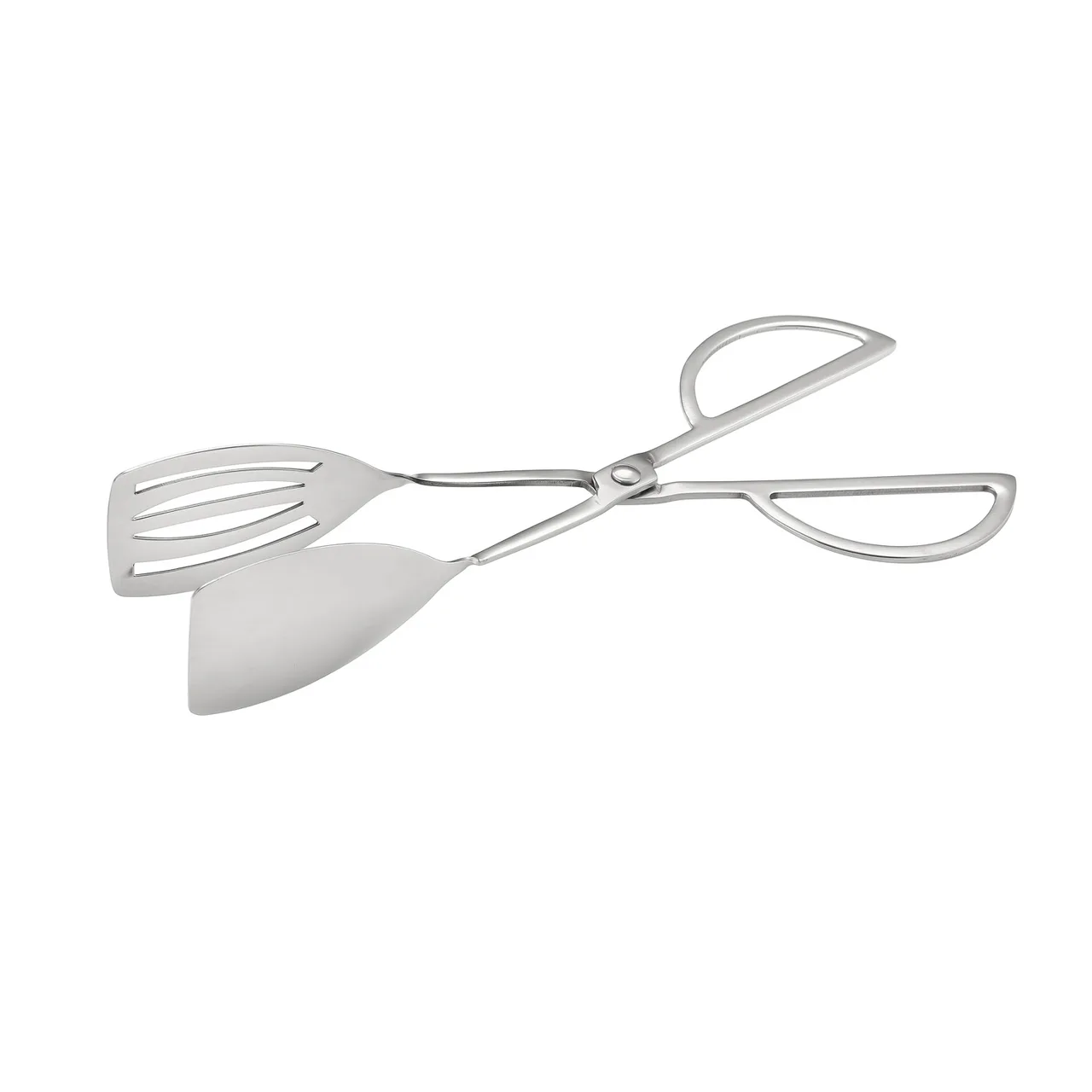 CAC China STG2-10U Scissor Tongs, 10" Long, Slotted & Solid Spatula, 18/8 Stainless Steel