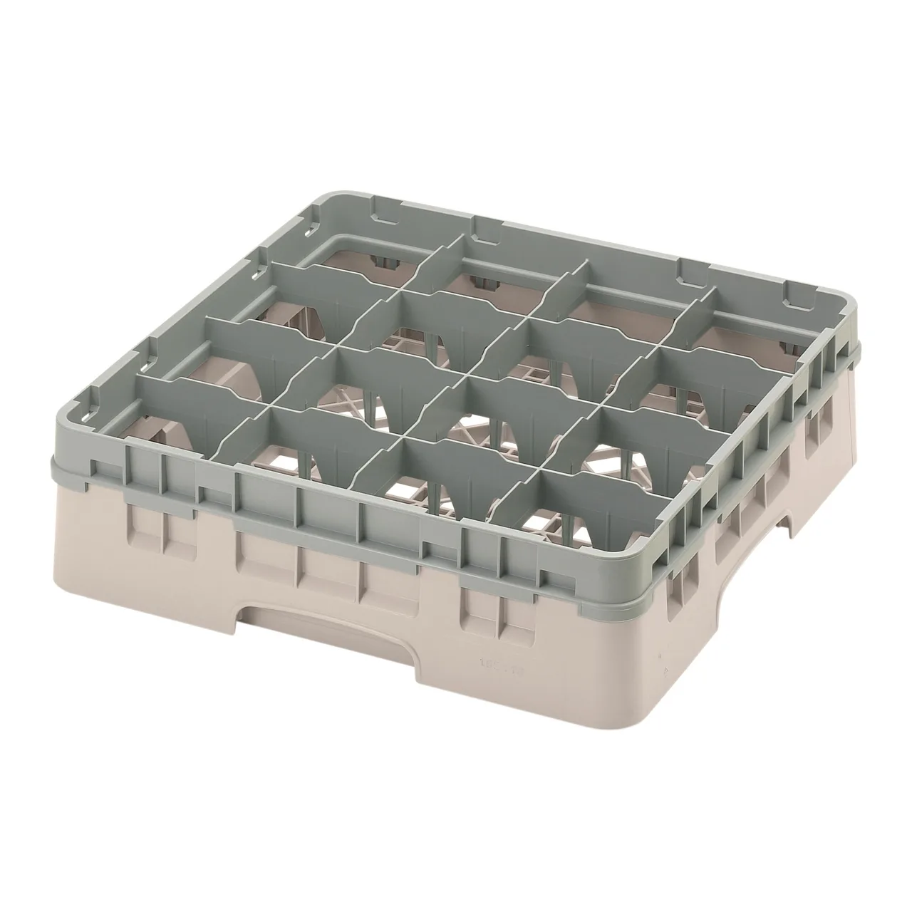 Cambro 16S418184 Camrack Glass Rack, Full Size, 19-3/4 x 19-3/4, 16 Compartments, Beige, HACCP Compliant