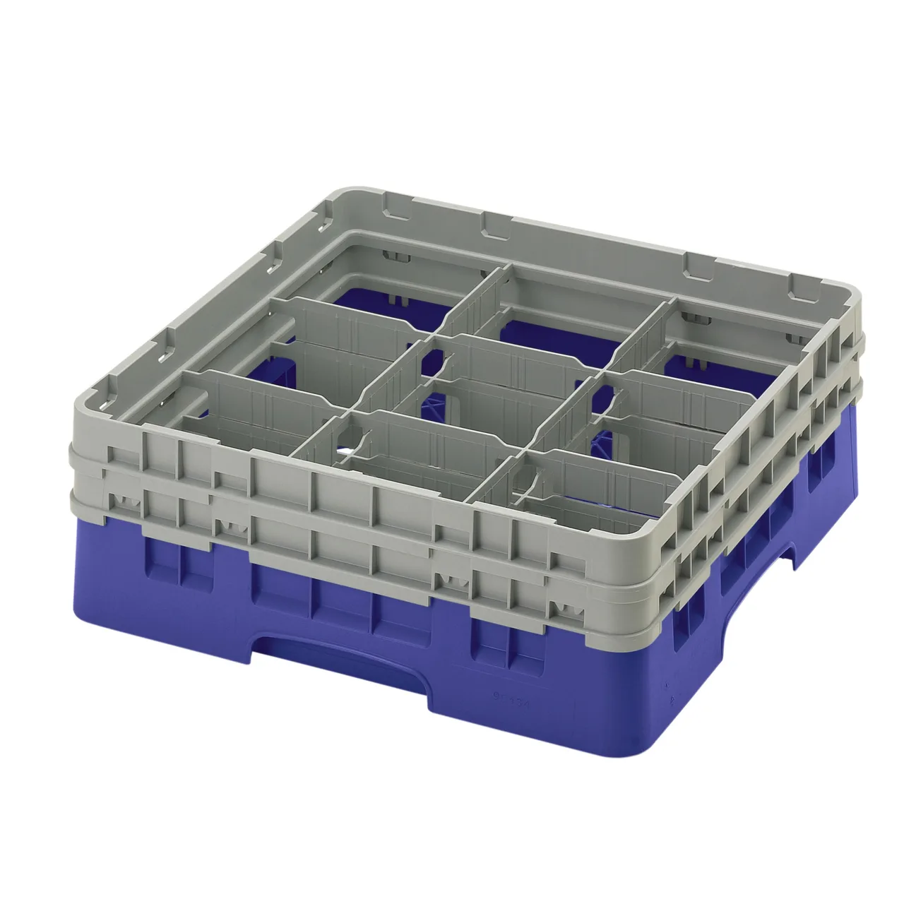 Cambro 9S434186 Camrack Glass Rack, Navy Blue, Full Size, 19-3/4 x 19-3/4, 9 Compartments, 5-7/8 Max Dia, HACCP Compliant
