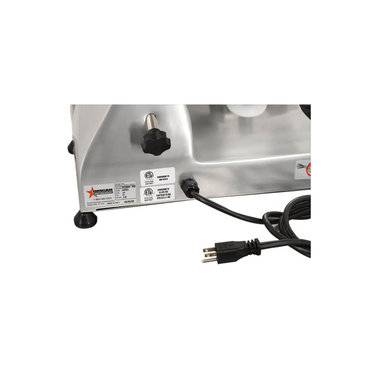 Omcan USA 13616 Meat Slicer – 9" Carbon Steel Blade, Belt‑Driven, 1/4 HP, 120V 60Hz, Anodized Aluminum
