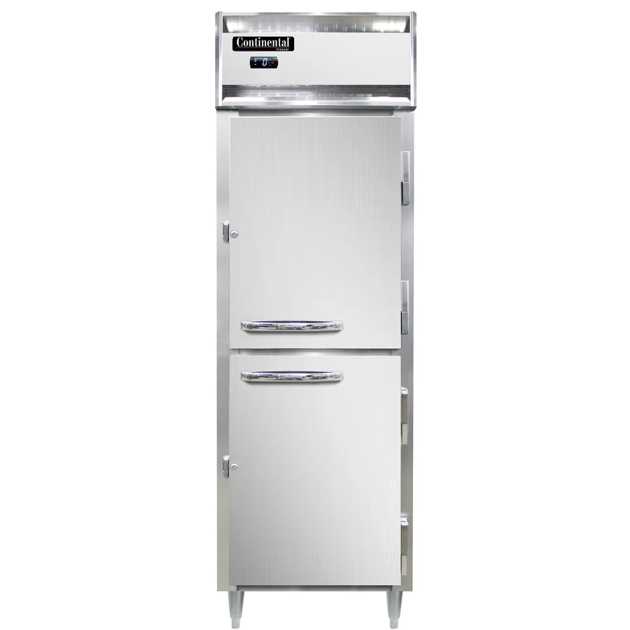 Continental Refrigerator D1FNSAHD 26" 1-Section Reach-In Freezer, 2 Half Solid Doors, Stainless Steel, 21 cu. ft., Top Mounted