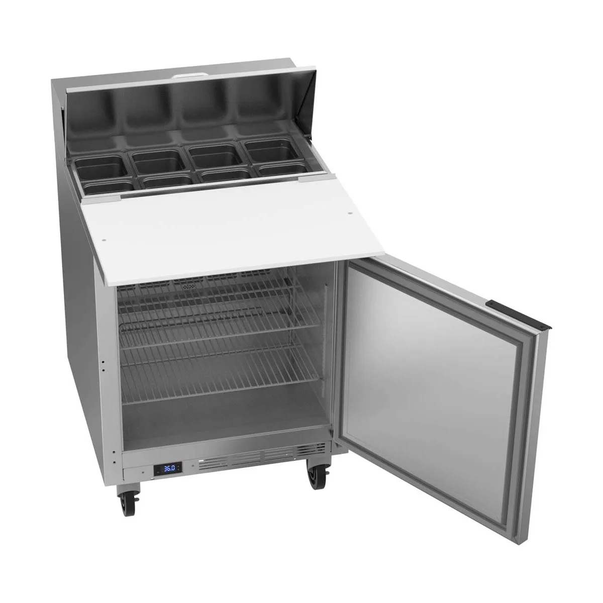 Beverage Air SPE27HC-C-B 27" One Section Sandwich/Salad Prep Table w/ 1 Door, 8 pans, 6.9 cu. ft.