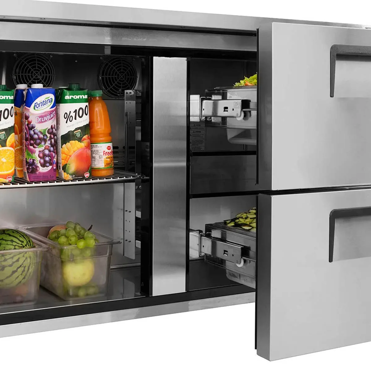 Turbo Air TUR-60SD-D2-N 60" Undercounter Refrigerator, Stainless Steel, 17 cu ft, 1 Door 2 Drawers