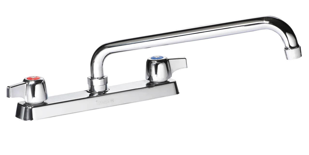Krowne 13-812L Silver Series Low Lead Deck Mount Faucet w/ 8" Centers, 12" Swing Spout
