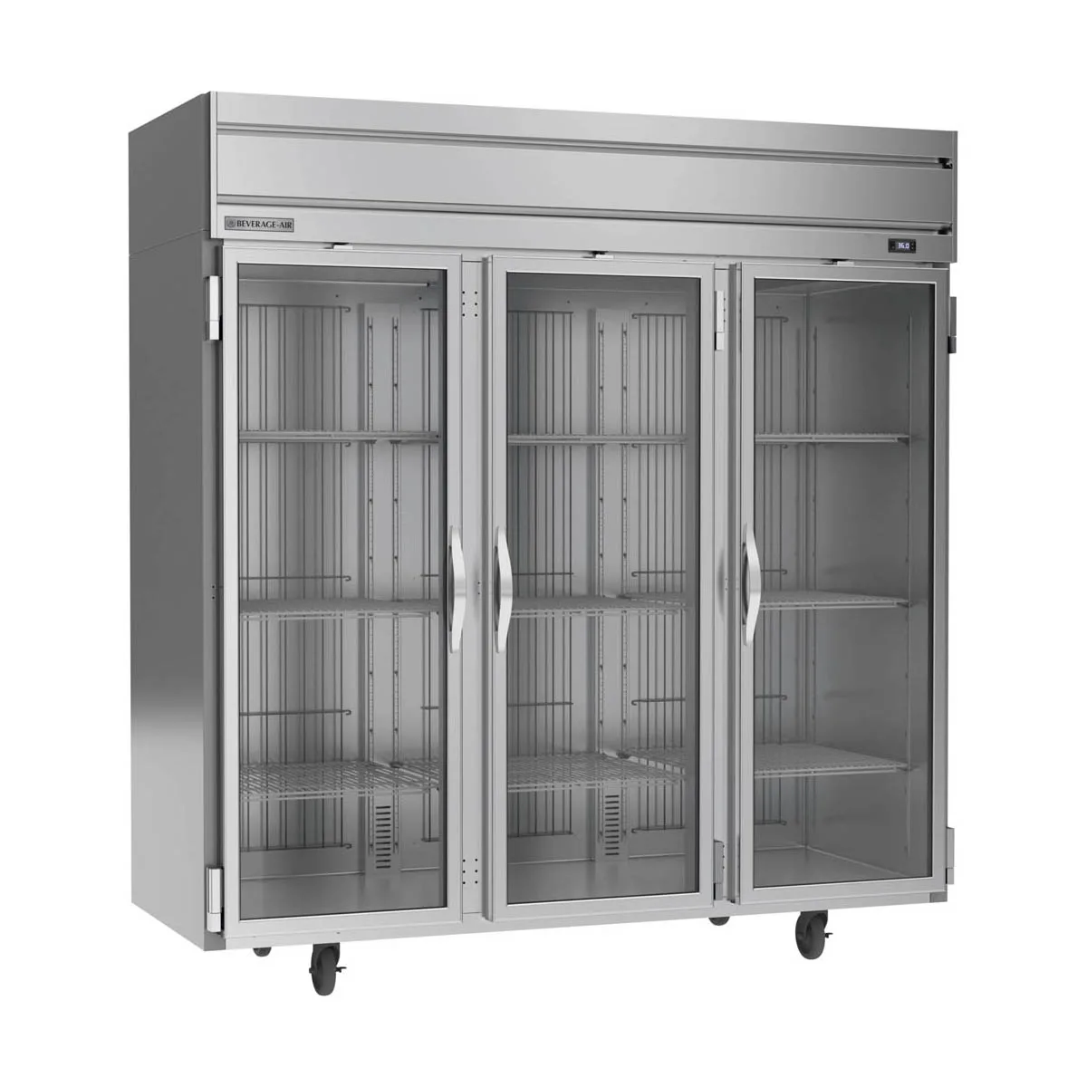 Beverage Air HRS3HC-1G 3-Section Reach-In Refrigerator w/ 3 Glass Full Doors, Top Mounted, 1/3 hp, 71.5 cu. ft.