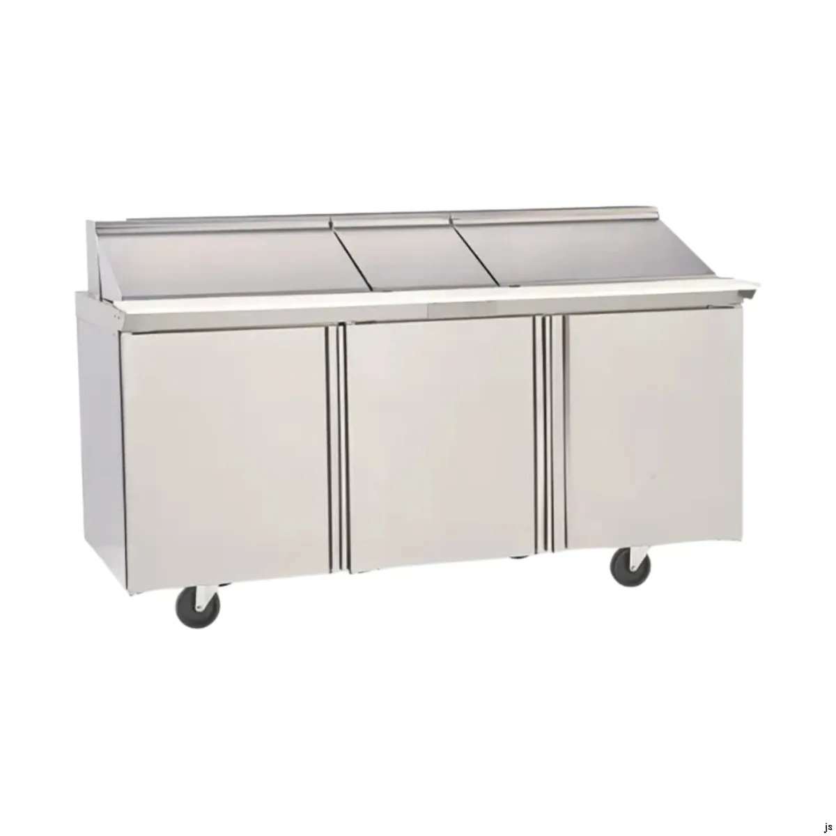 Delfield 4472NP-18 72" 3-Section Sandwich/Salad Prep Table, 3 Doors, 18 Pans, Stainless Steel