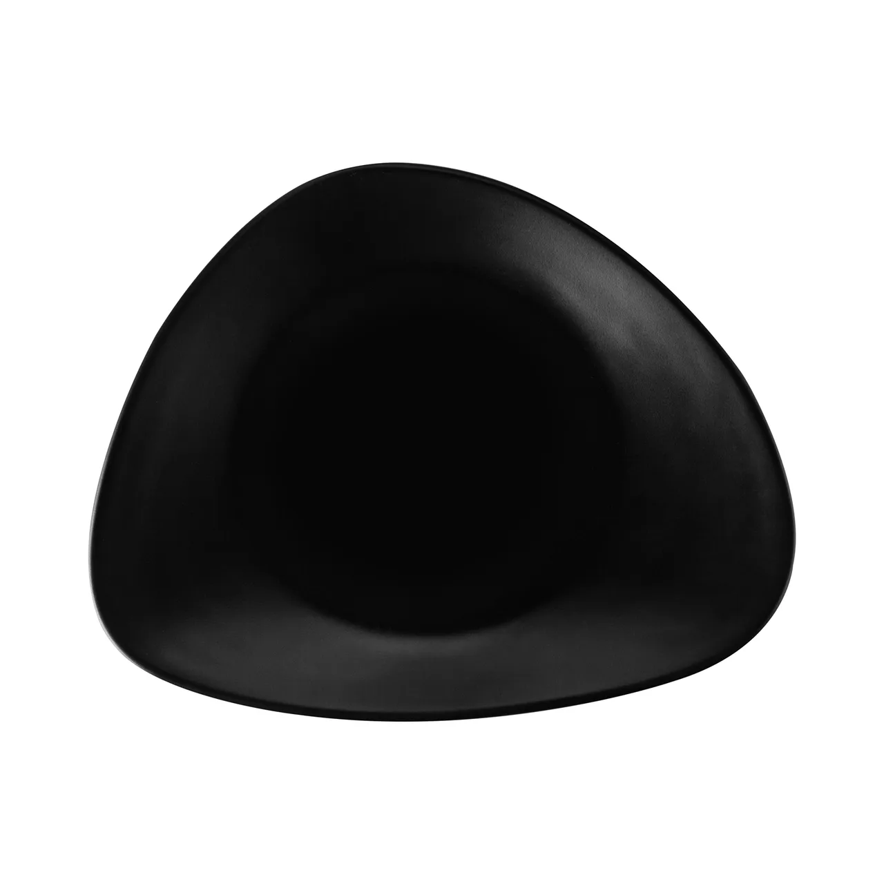 CAC China XKDA-R8T-K Plate – 8"W x 6-1/2"D x 3/4"H, Triangular Black China, Edge Wide Rim – 1 Dozen
