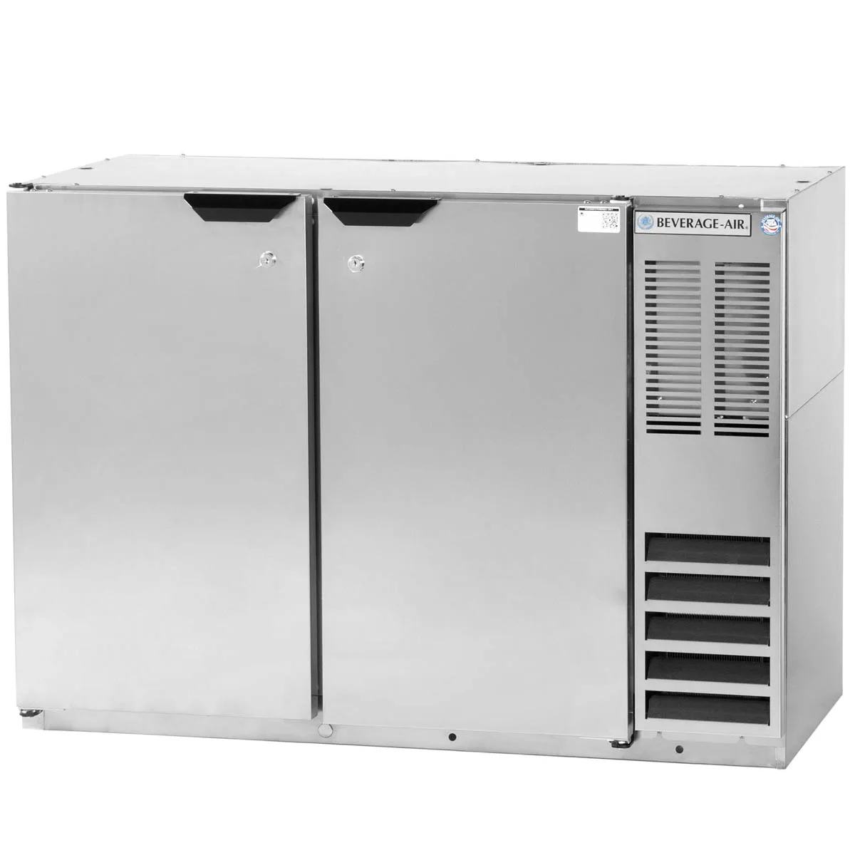 Beverage Air BB48HC-1-S-27 48" 2 Section Black Back Bar Cooler with Solid Door