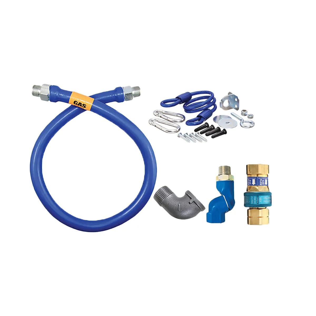 Dormont 1650BPQSR60 SnapFast 60" Gas Connector Kit w/ Swivel MAX, Elbow, Restraining Cabl, 1/2" Dia.