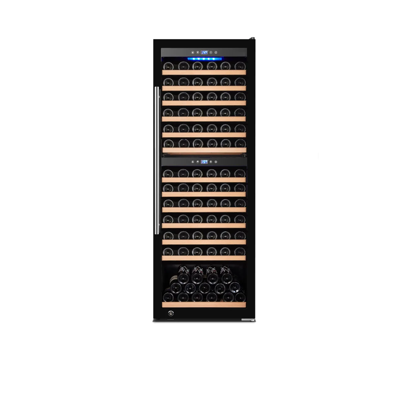 Omcan USA 48525 Dual-Zone Wine Cooler, 24" Black Glass Door, 126‑Bottle, 41°F‑68°F, R600a
