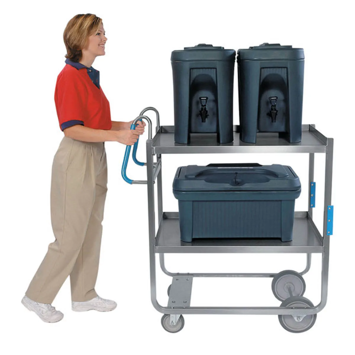 Lakeside 7020 41" 2 Shelves Stainless Steel Ergo-One Heavy Duty Utility Cart