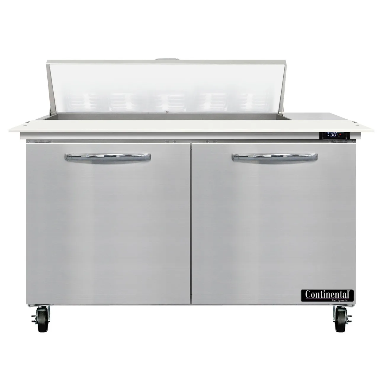 Continental Refrigerator SW48N10C 48" Sandwich / Salad Prep Table w/ 2 Doors, 10 Pans