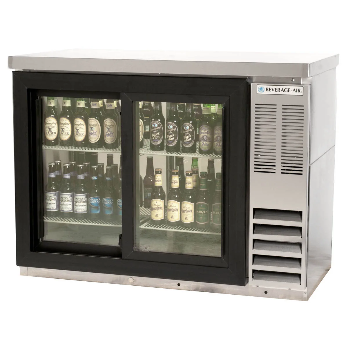 Beverage Air BB48HC-1-GS-PT-S-27 48" Pass-Thru Glass Door Back Bar Cooler