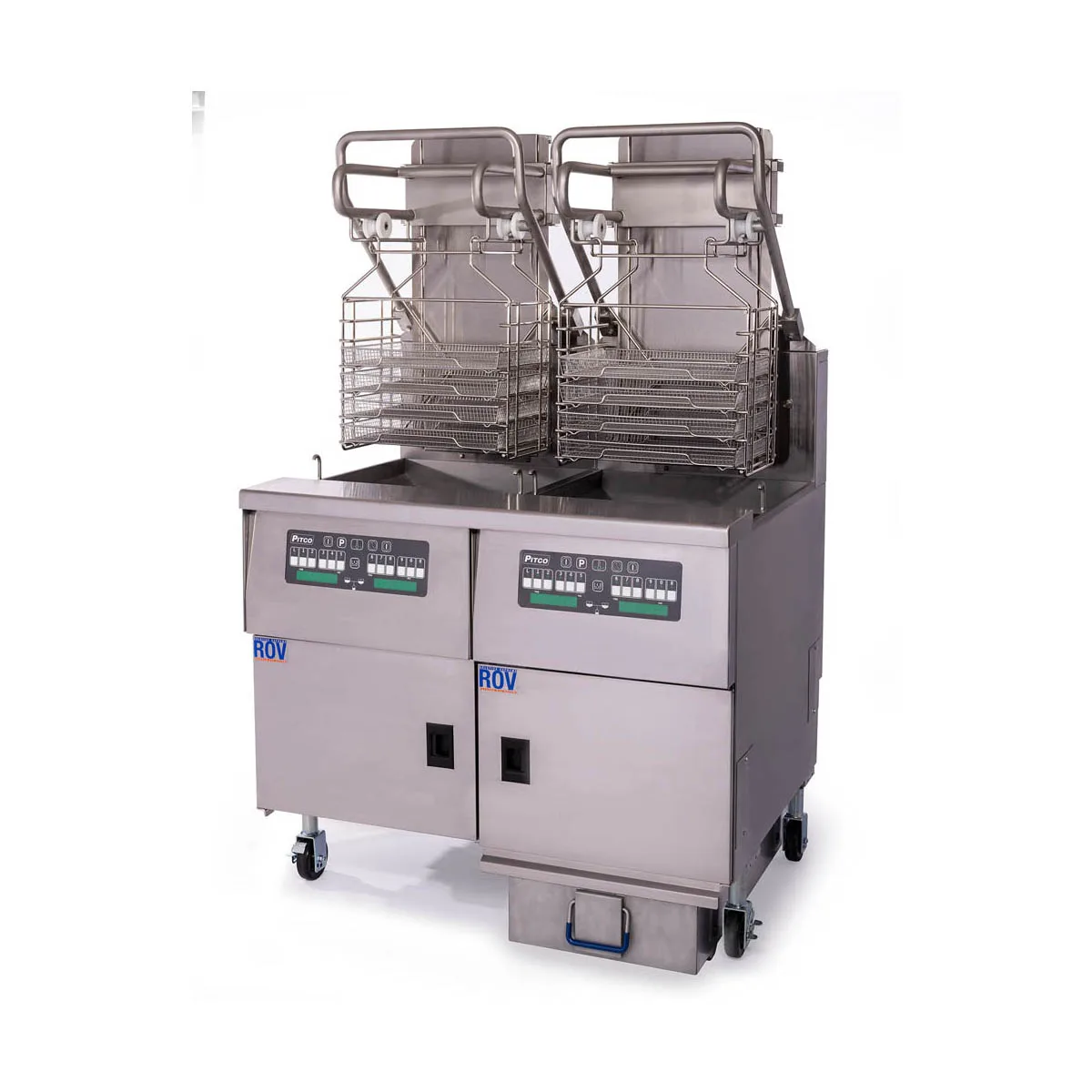 Pitco SELVRF-2/FD Multiple Battery Electric Floor Fryer w/ (2) 76-Lb. Vats, Computer Controls