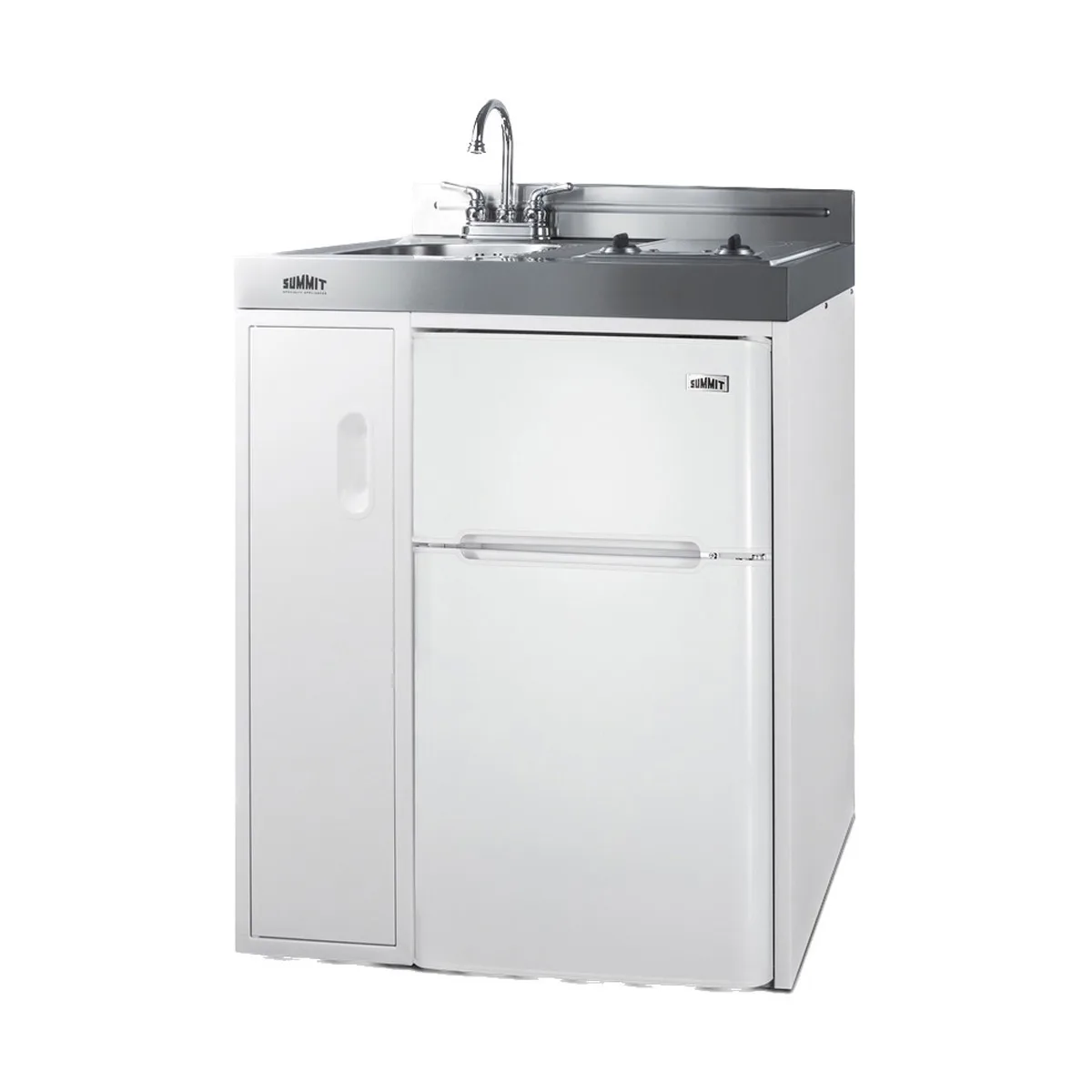 Summit C30ELGLASS All-in-One Combo Kitchen, 30"W x 23.75"D x 41"H, with deep drawn sink
