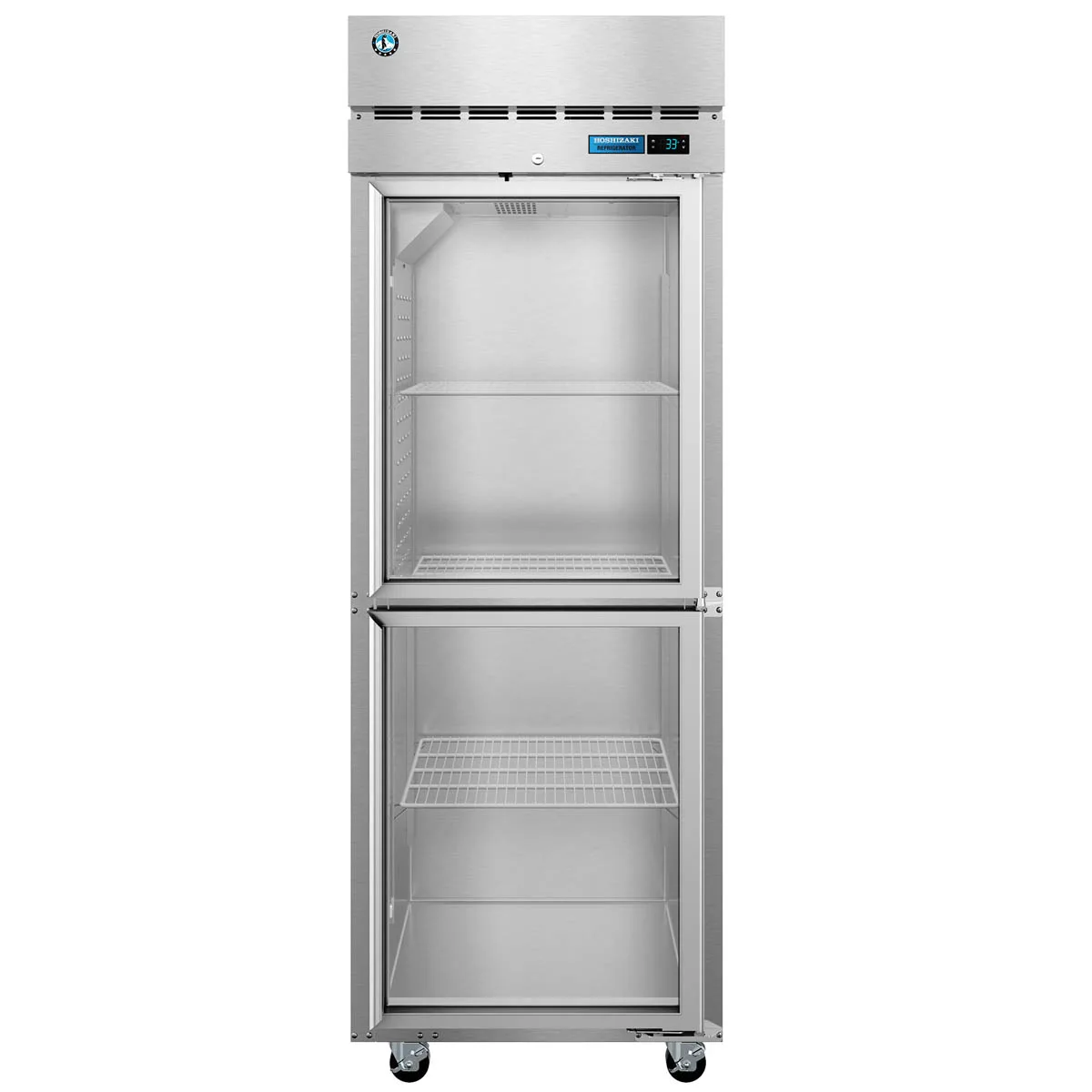 Hoshizaki R1A-HG 27" 1-Section Reach-In Refrigerator w/ 2 Glass Half Doors, Top Mounted, Stainless Steel, 23 cu. ft.